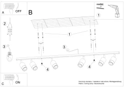 Sollux Deckenstrahler Metall Schwarz Gold 117 cm lang HAMIDE< Deckenleuchten|Flurlampen
