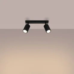 Sollux Deckenstrahler Modern B: 30 cm klein 2-flammig GU10 Schwarz< Flurlampen|Wohnzimmerlampen