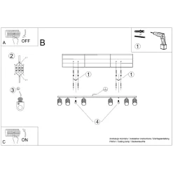 Sollux Deckenstrahler Modern 6-flammig GU10 117 cm lang in Creme< Flurlampen|Wohnzimmerlampen
