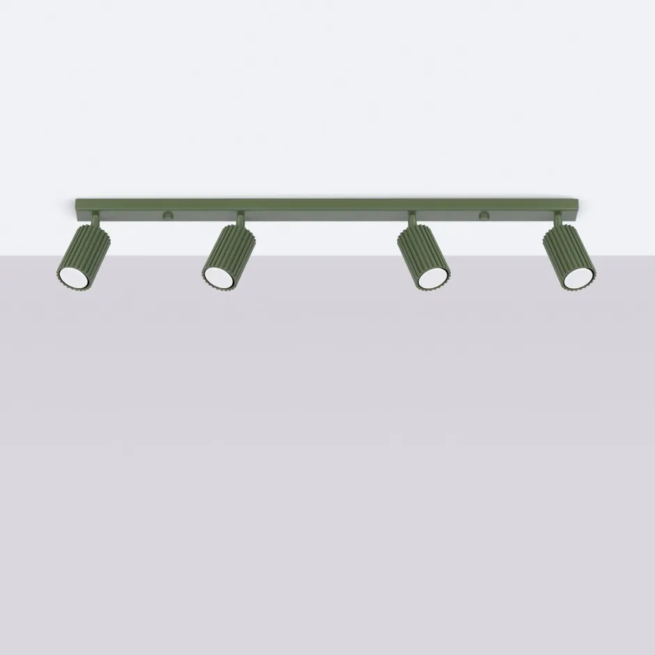 Flurlampen|Wohnzimmerlampen*Sollux Deckenstrahler Modern GU10 4-flammig 81 cm lang in Grün