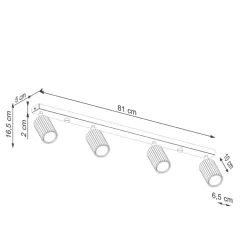 Flurlampen|Wohnzimmerlampen*Sollux Deckenstrahler Modern GU10 4-flammig 81 cm lang in Grün