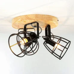 Holzlampen|Küchenlampen*Easylight Deckenstrahler rund Ø 27 cm Holz Metall 3x E14