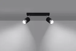 Sollux Deckenstrahler Schwarz Chrom 30 cm Metall 2-flammig< Deckenleuchten|Flurlampen