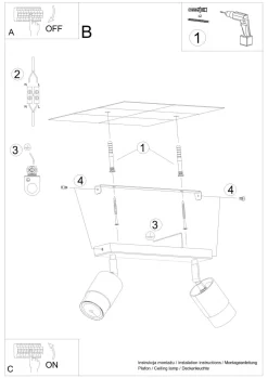 Sollux Deckenstrahler Schwarz Chrom 30 cm Metall 2-flammig< Deckenleuchten|Flurlampen