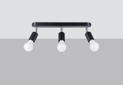 Sollux Deckenstrahler Schwarz 3-flammig schwenkbar E27 Metall< Deckenleuchten|Flurlampen