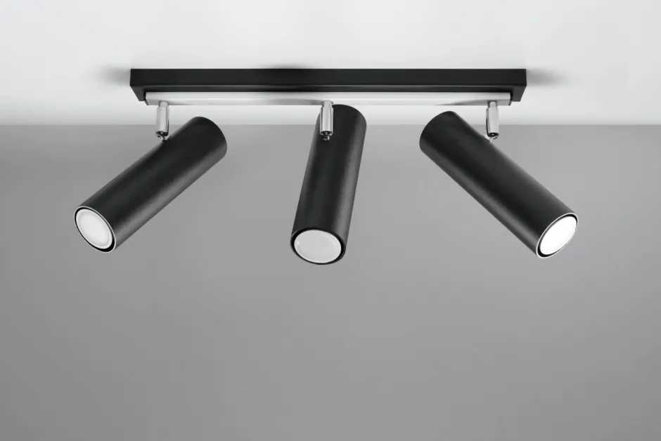 Deckenleuchten|Flurlampen*Sollux Deckenstrahler Schwarz 3-flammig GU10 Metall Spot Lampe