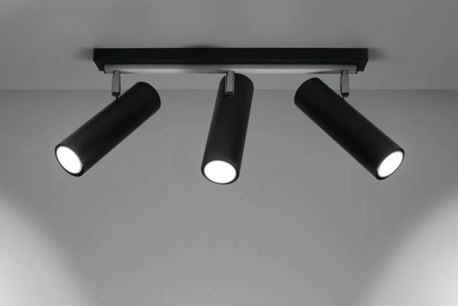 Deckenleuchten|Flurlampen*Sollux Deckenstrahler Schwarz 3-flammig GU10 Metall Spot Lampe