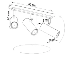 Deckenleuchten|Flurlampen*Sollux Deckenstrahler Schwarz 3-flammig GU10 Metall Spot Lampe