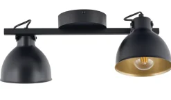 Industrie Lampen|Küchenlampen*Sigma Deckenstrahler Schwarz Gold flexibel E27 Industrie Stil