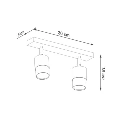 Deckenleuchten|Flurlampen*Sollux Deckenstrahler Schwarz Gold 30 cm länglich 2-flammig GU10