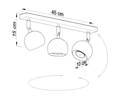 Sollux Deckenstrahler Schwarz L:45cm Retro FAVONIA Aufbau< Deckenleuchten|Spots