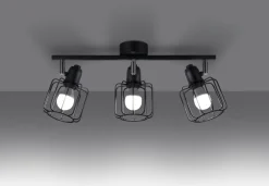 Deckenleuchten|Flurlampen*Sollux Deckenstrahler Schwarz Metall Retro Design 48 cm lang