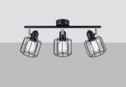 Deckenleuchten|Flurlampen*Sollux Deckenstrahler Schwarz Metall Retro Design 48 cm lang