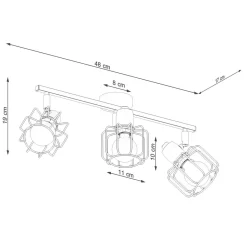 Deckenleuchten|Flurlampen*Sollux Deckenstrahler Schwarz Metall Retro Design 48 cm lang