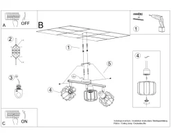 Deckenleuchten|Flurlampen*Sollux Deckenstrahler Schwarz Metall Retro Design 48 cm lang