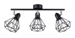 Sollux Deckenstrahler Schwarz Retro 3-flammig Metall E27< Deckenleuchten|Flurlampen