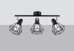 Sollux Deckenstrahler Schwarz Retro 3-flammig Metall E27< Deckenleuchten|Flurlampen