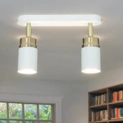 Moderne Lampen|Küchenlampen*Luminex Deckenstrahler Spot Metall Modern Weiß Gold 2-flammig