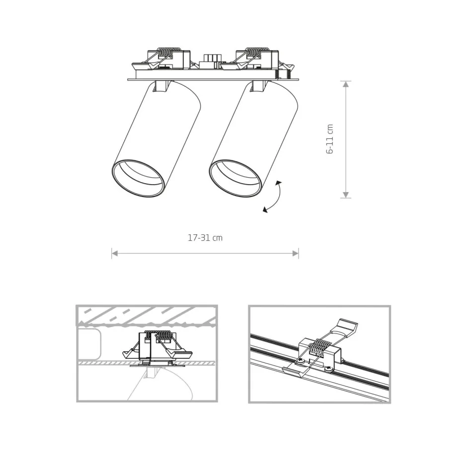 Nowodvorski Deckenstrahler Unterputz 17 cm breit 2-flammig GU10 Weiß< Spots|Flurlampen
