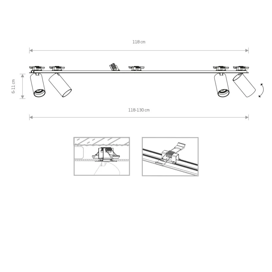 Deckenleuchten|Spots*Nowodvorski Deckenstrahler Unterputz 118 cm lang 4-flammig GU10 Schwarz