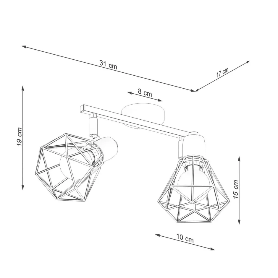 Deckenleuchten|Flurlampen*Sollux Deckenstrahler Weiß 31 cm lang verstellbar E27 Metall