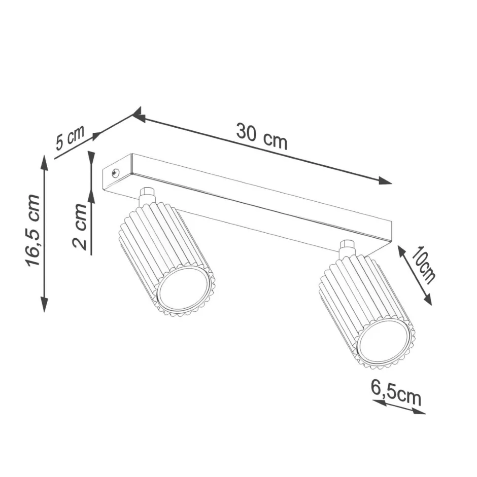 Flurlampen|Wohnzimmerlampen*Sollux Deckenstrahler Weiß GU10 2-flammig B: 30 cm klein Modern