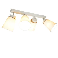 Stofflampen|Moderne Lampen*Lamkur Deckenstrahler Weiß Holz 4-flmg Modern Lampe