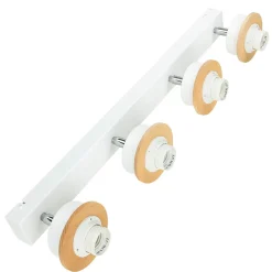 Stofflampen|Moderne Lampen*Lamkur Deckenstrahler Weiß Holz 4-flmg Modern Lampe