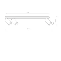 Nowodvorski Deckenstrahler Weiß Metall Modern 3-flammig GU10 70 cm< Metall Lampen|Wohnzimmerlampen
