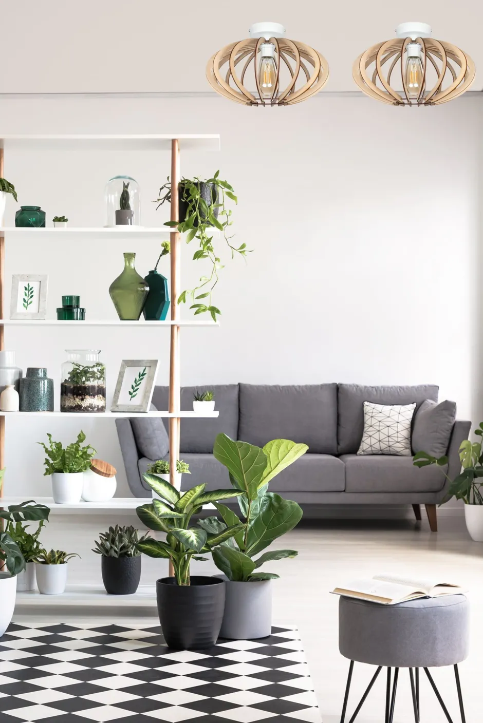 Deckenleuchten|Bürolampen*Belis Dekorative Deckenlampe Holz E27 rund Ø35 cm in Weiß