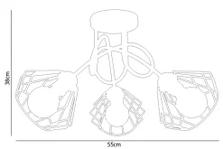 Belis Dekorative Deckenlampe Metall E27 L:55 cm in Schwarz< Bürolampen|Wohnzimmerlampen