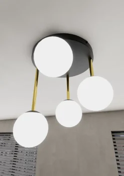 Deckenleuchten|Bürolampen*Emibig Dekorative Deckenleuchte Kugelschirm Glas Metall ALVISE