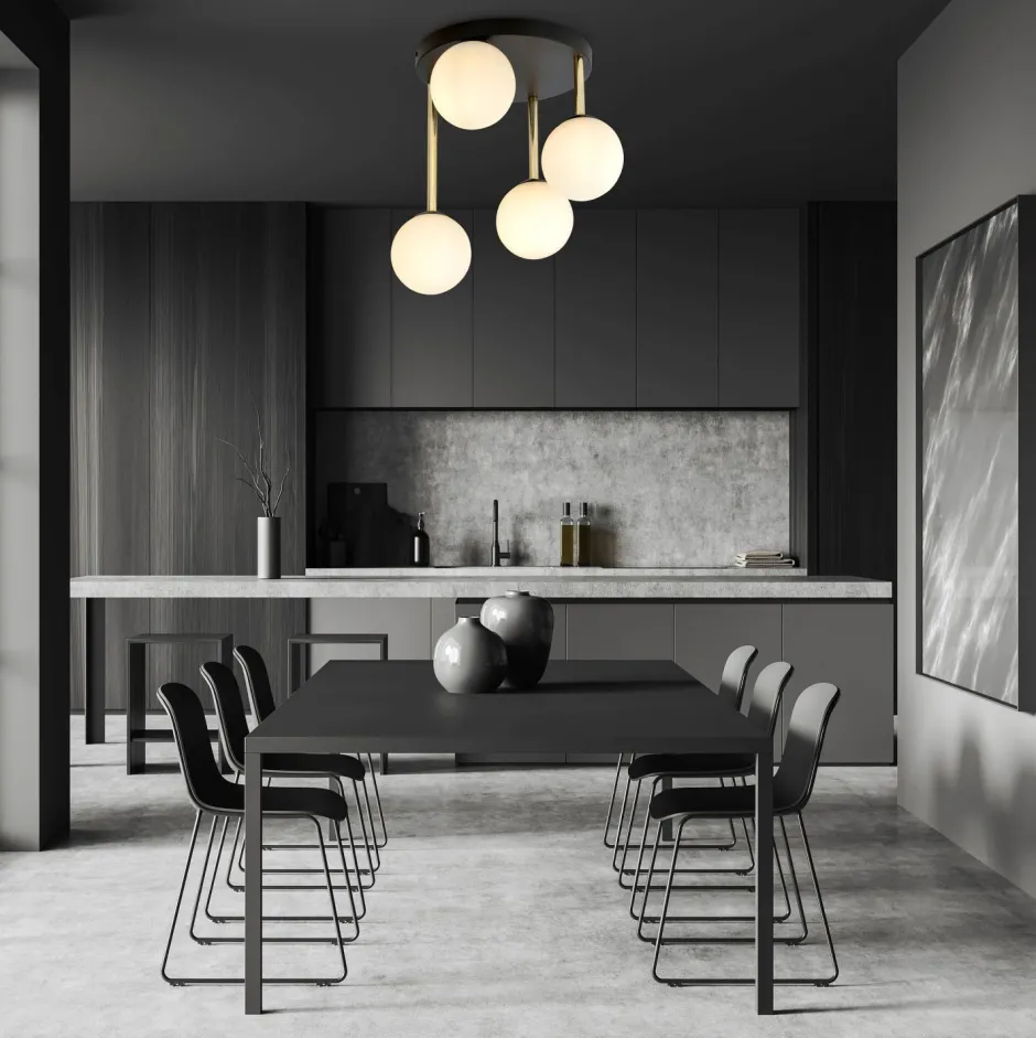 Deckenleuchten|Bürolampen*Emibig Dekorative Deckenleuchte Kugelschirm Glas Metall ALVISE