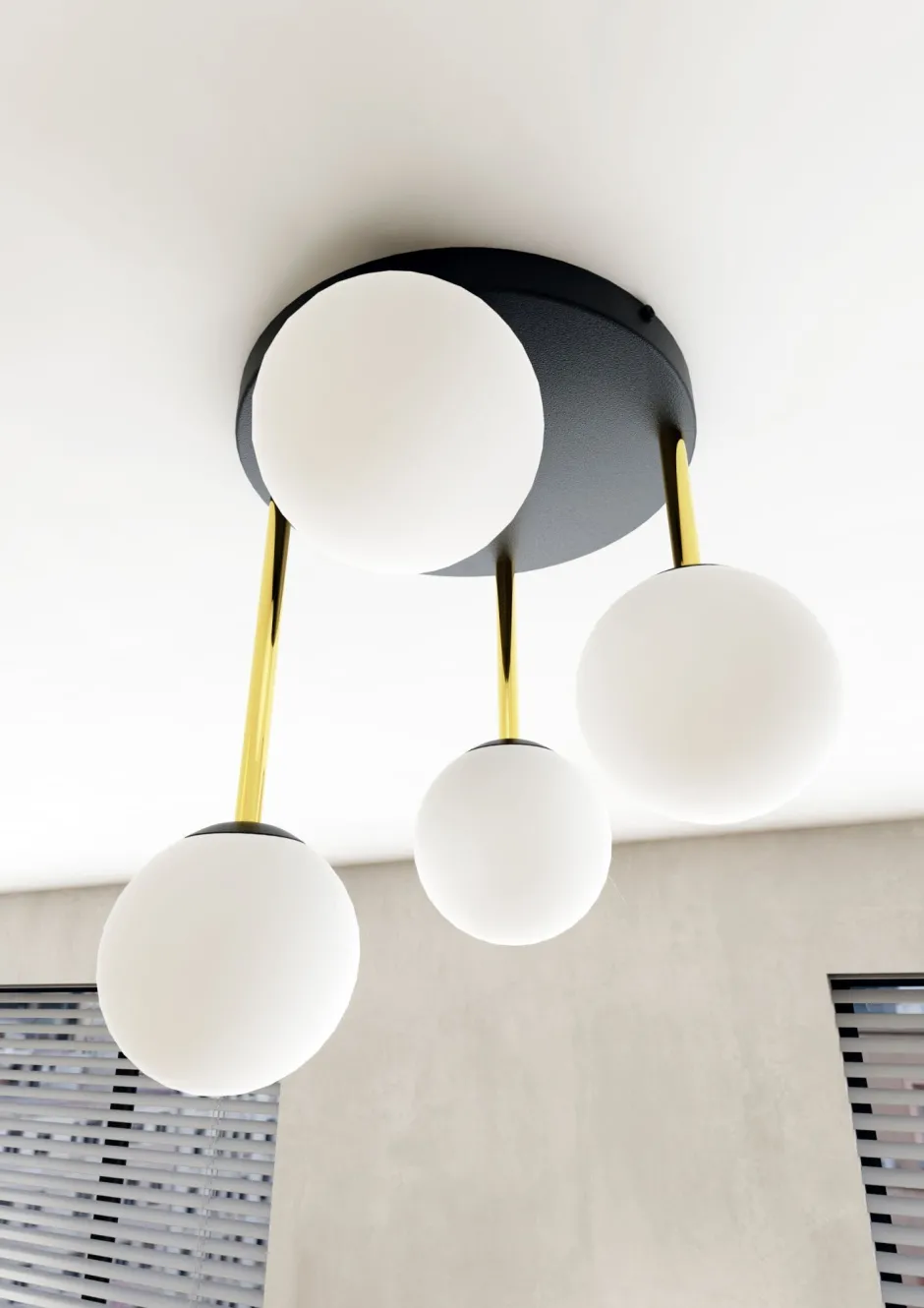 Deckenleuchten|Bürolampen*Emibig Dekorative Deckenleuchte Kugelschirm Glas Metall ALVISE