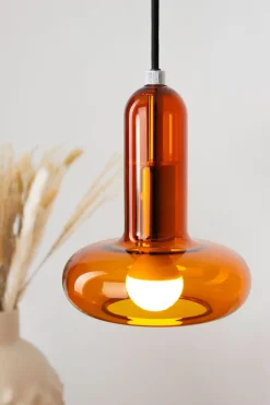 Wohnzimmerlampen|Glaslampen*Eco-Light Dekorative Hängelampe Glas in Bernstein E14 Ø B:15 cm