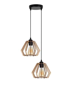 Belis Dekorative Hängelampe Holz E27 35 cm 2-flammig wohnlich< Hängelampen|Bürolampen