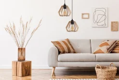 Belis Dekorative Hängelampe Holz E27 35 cm 2-flammig wohnlich< Hängelampen|Bürolampen