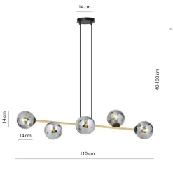 Emibig Dekorative Hängelampe Kugelschirm Rauchglas Metall ALOISIO< Bürolampen|Kugellampen