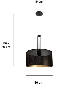 Hängelampen|Bürolampen*Belis Dekorative Hängelampe Metall B:40 cm E27 Schwarz Gold