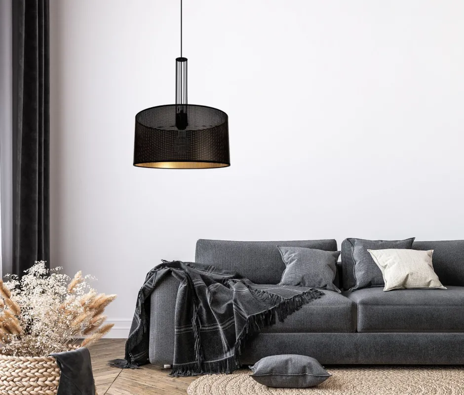 Hängelampen|Bürolampen*Belis Dekorative Hängelampe Metall B:40 cm E27 Schwarz Gold