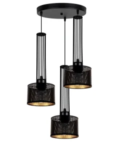 Hängelampen|Bürolampen*Belis Dekorative Hängelampe Metall 3-flammig E27 Schwarz Gold