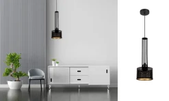 Belis Dekorative Hängelampe Metall B:15 cm E27 Schwarz Gold< Hängelampen|Bürolampen