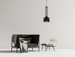 Belis Dekorative Hängelampe Metall B:15 cm E27 Schwarz Gold< Hängelampen|Bürolampen