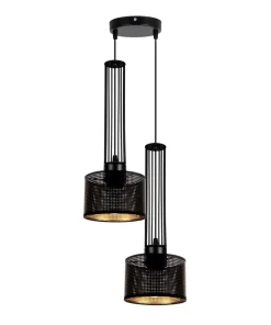 Hängelampen|Bürolampen*Belis Dekorative Hängelampe Metall 2-flammig E27 Schwarz Gold