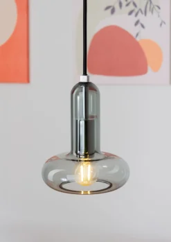 Wohnzimmerlampen|Glaslampen*Eco-Light Dekorative Hängelampe Rauchglas E14 B:15 cm Modern