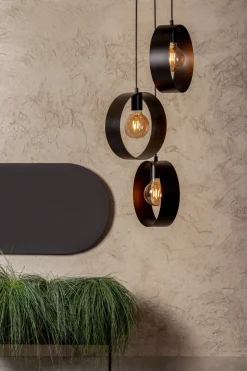 Sigma Dekorative Hängelampe Ringe Metall Schwarz B:45 cm E27< Moderne Lampen|Designerlampen