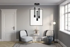 Bürolampen|Wohnzimmerlampen*Belis Dekorative Hängeleuchte Metall GU10 Ø35 cm rund Schwarz