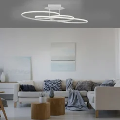 Just Light Dekorative LED Deckenleuchte Metall Weiß 3000 K Ringe< Deckenleuchten|Flurlampen