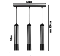 Hängelampen|Bürolampen*Belis Dekorative Pendelleuchte Metall GU10 55 cm lang Schwarz