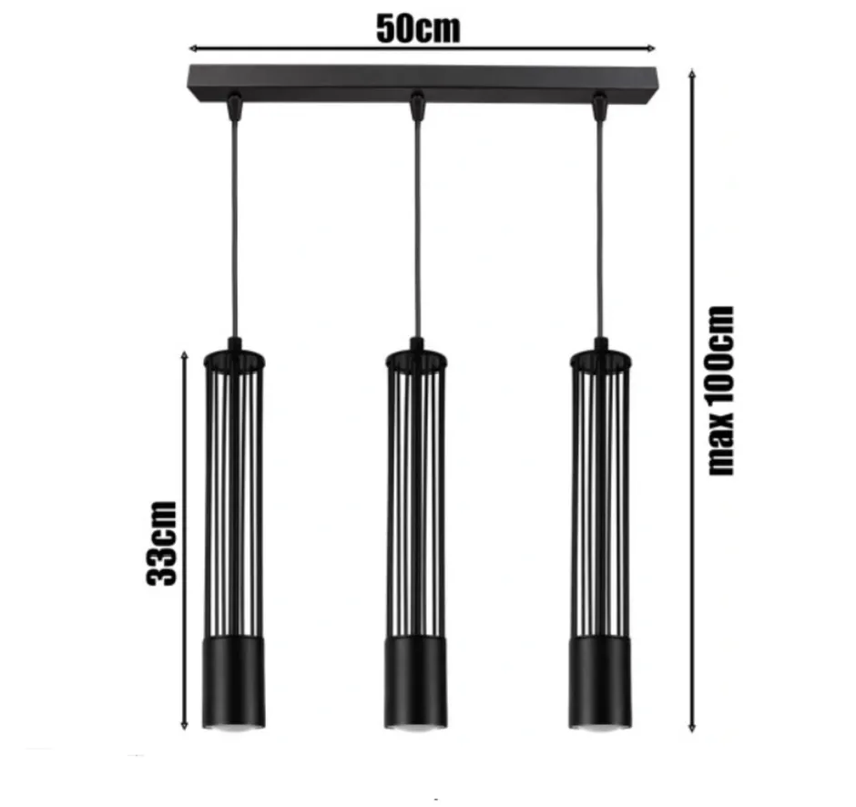 Hängelampen|Bürolampen*Belis Dekorative Pendelleuchte Metall GU10 55 cm lang Schwarz